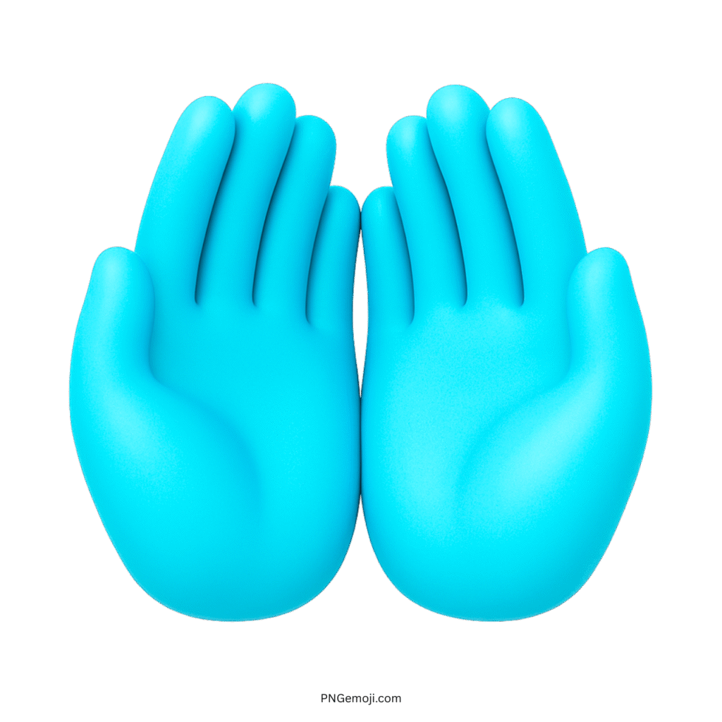 3D light blue palms up together emoji with open cupped hands on transparent background PNG