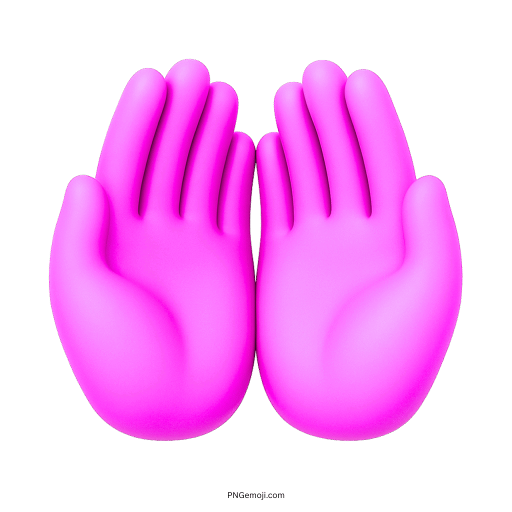 3D pink palms up together emoji with open cupped hands on transparent background PNG