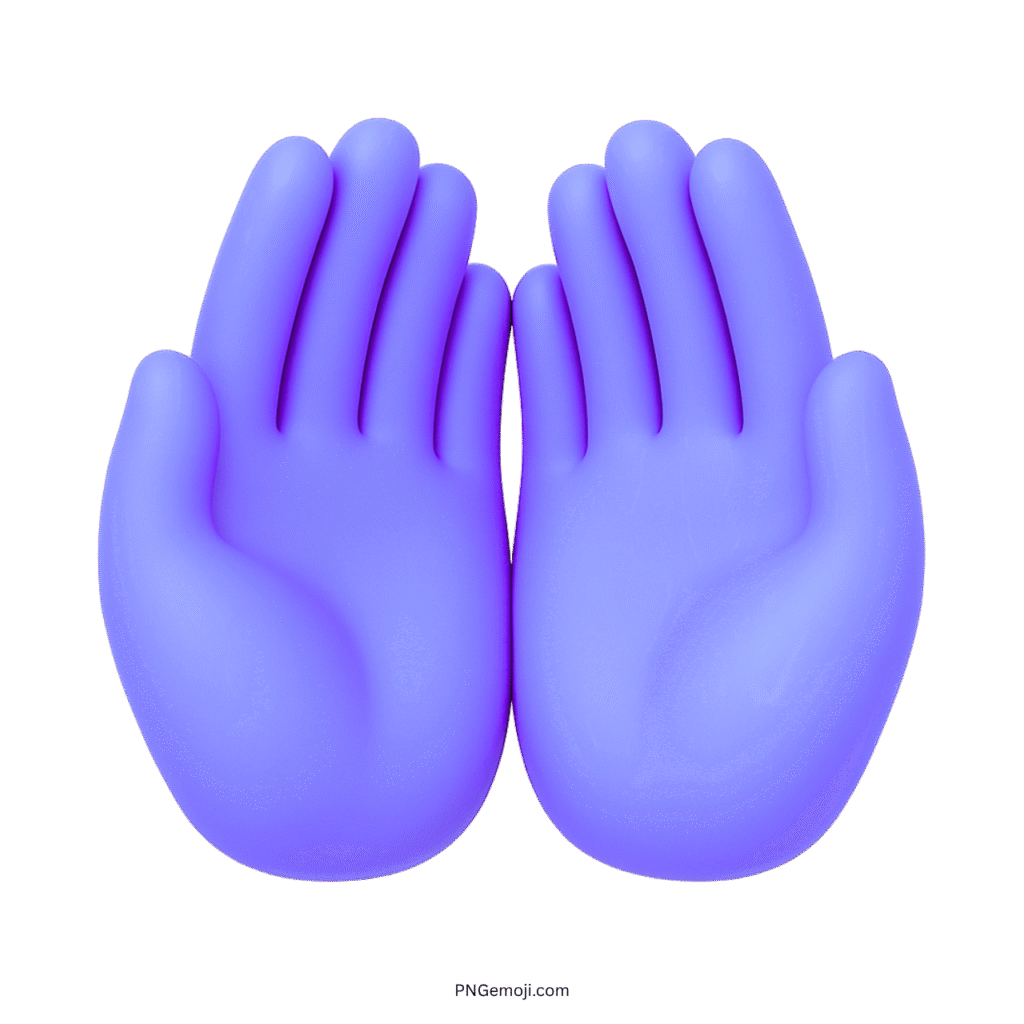 3D purple palms up together emoji with open cupped hands on transparent background PNG