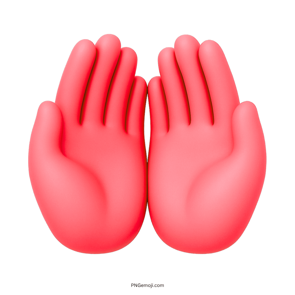 3D red palms up together emoji featuring open cupped hands on transparent PNG background