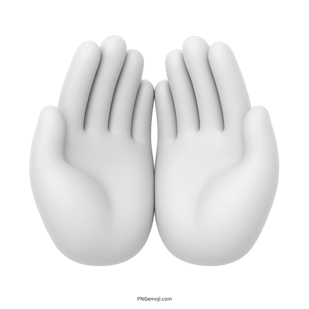 3D white palms up together emoji hands open cupped gesture isolated