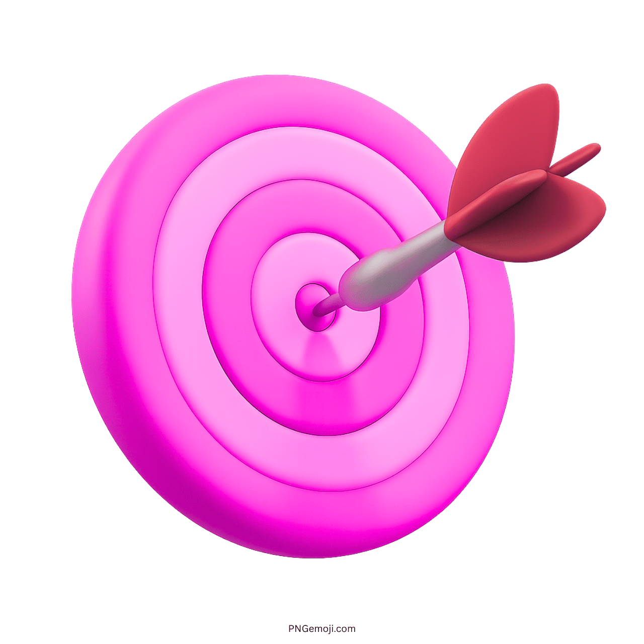 Pink 3D target emoji with red dart hitting bullseye, showing love, focus, and success
