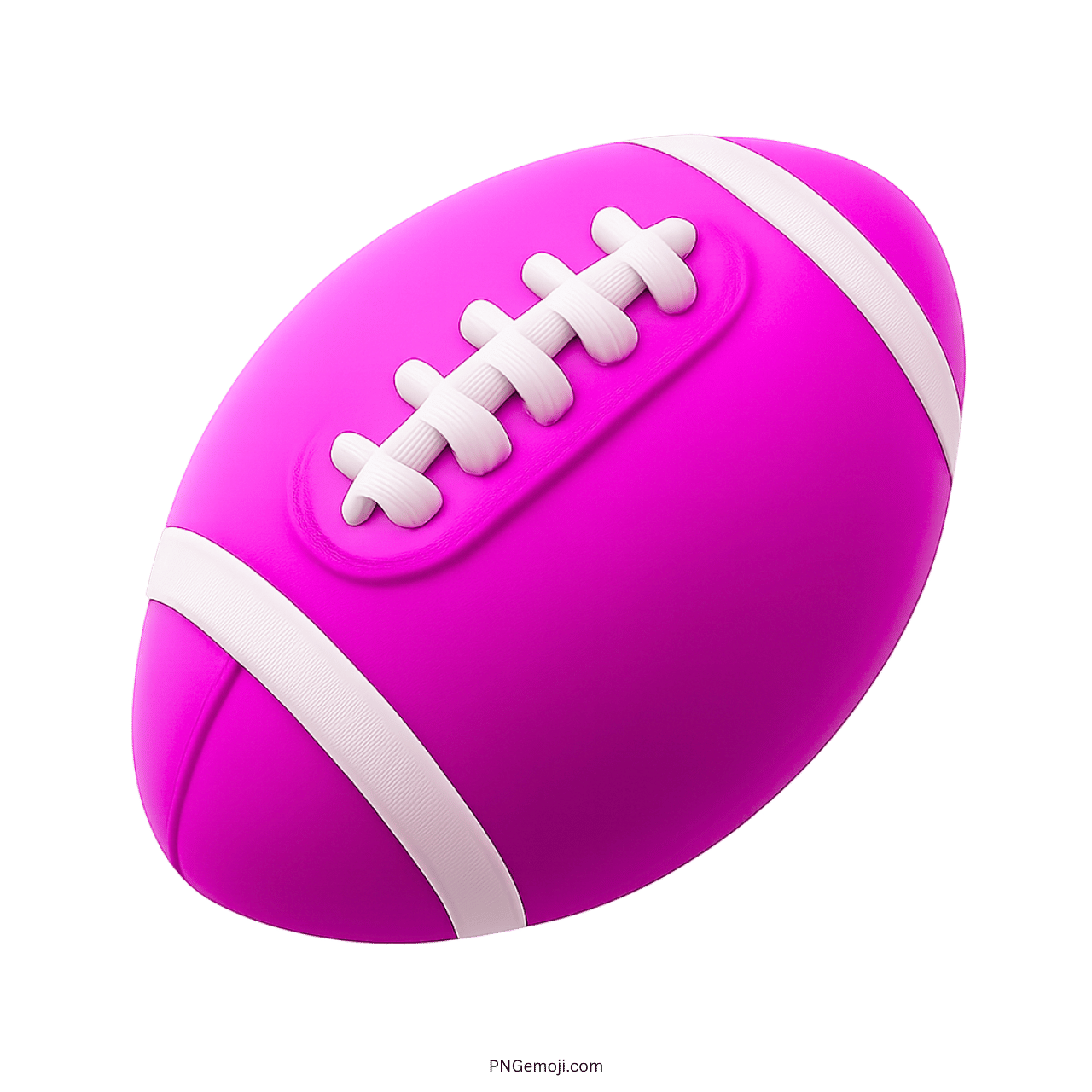 3D pink American football emoji with white laces and stripes design.