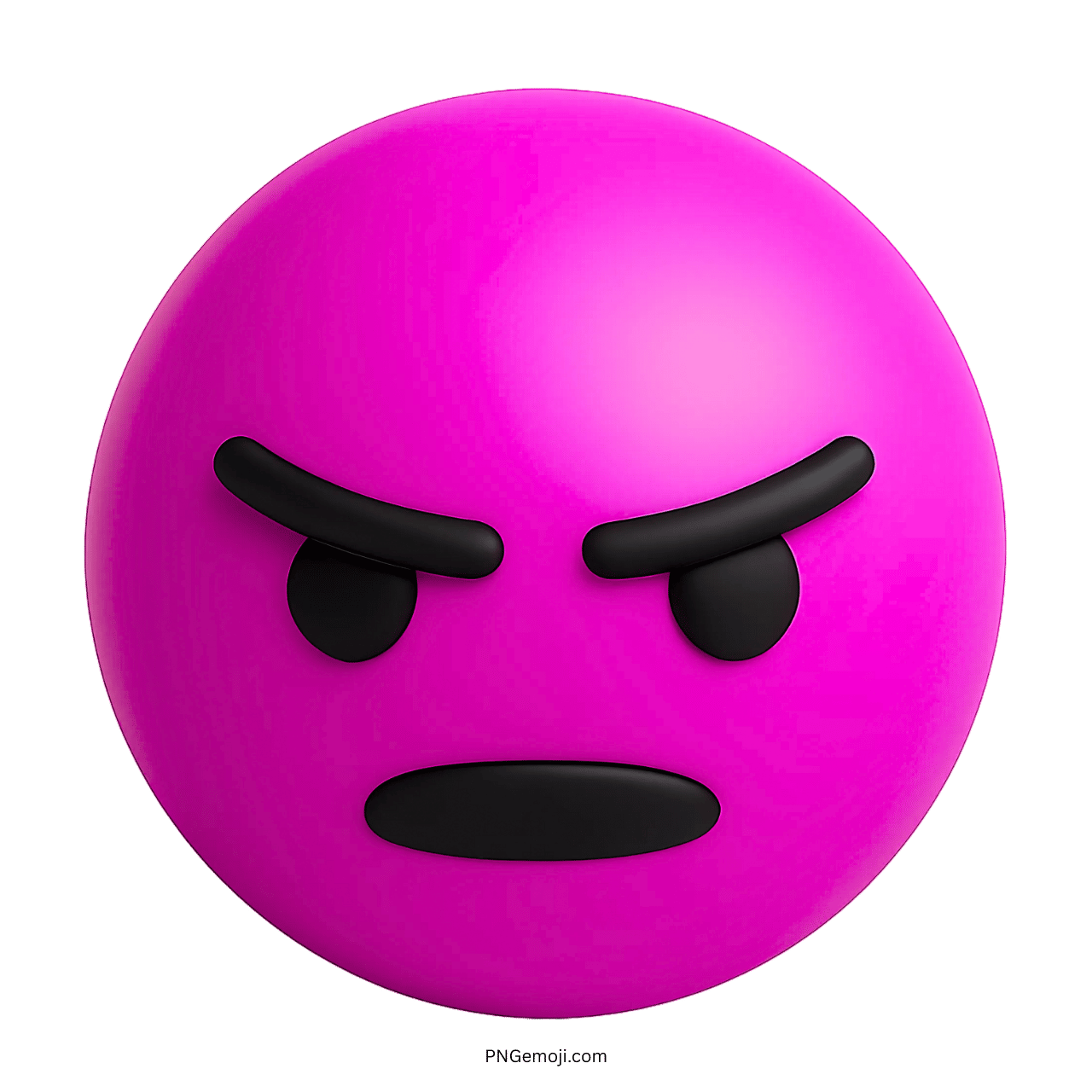 3D pink angry emoji with intense black eyebrows and deep frown expression