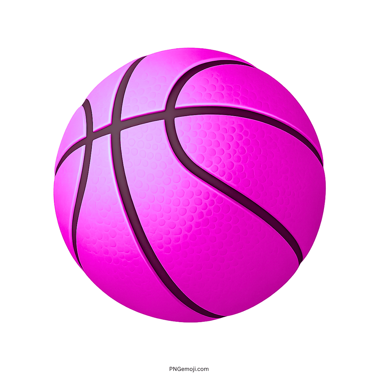 Pink 3D basketball emoji icon with soft texture and dark contour lines