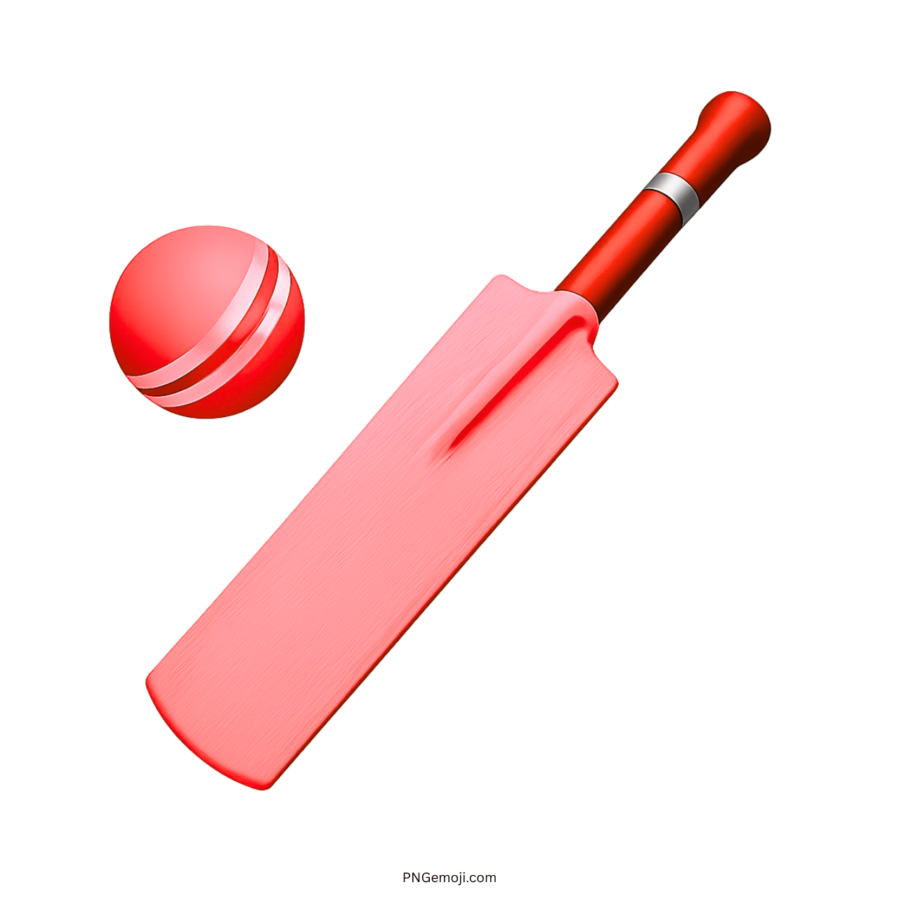 3D pink cricket bat and ball emoji PNG with transparent background