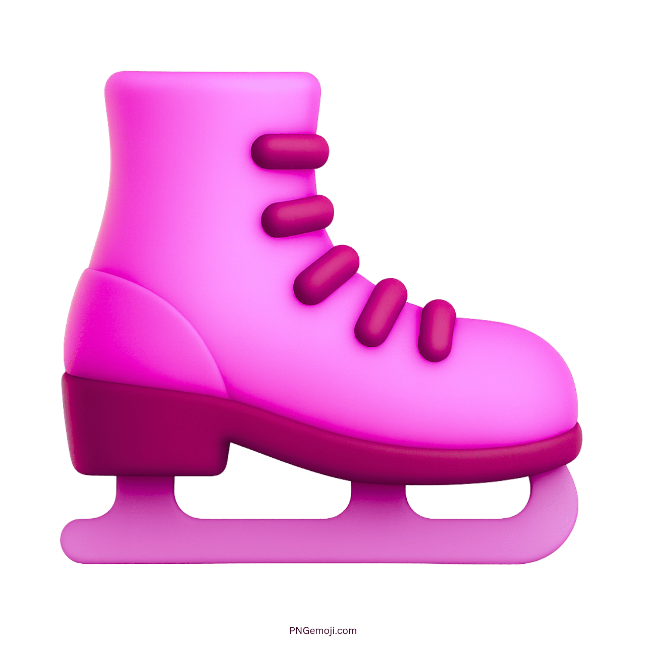 3D pink ice skate emoji for cute skating apps, winter stickers, and festive design