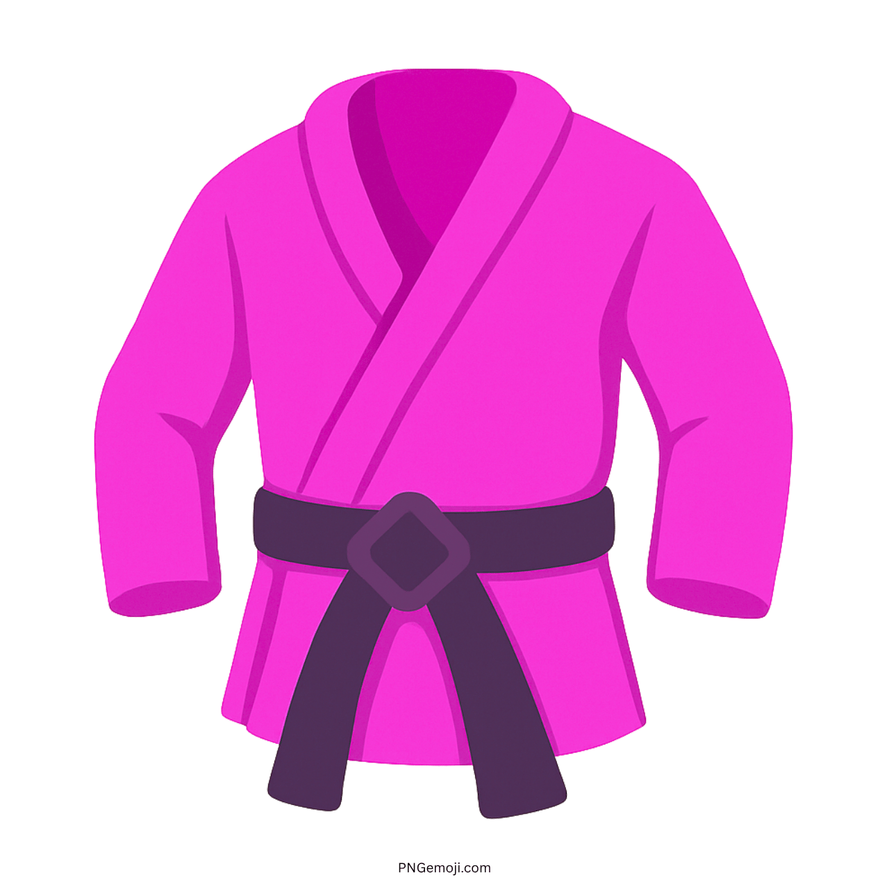 Pink martial arts uniform emoji with black belt and transparent background PNG