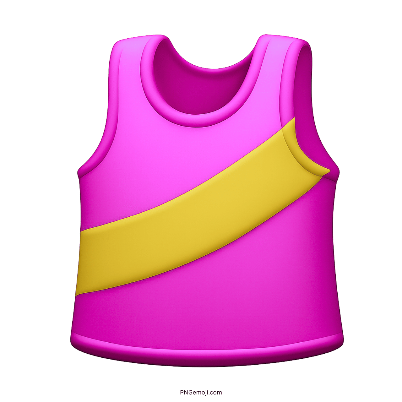 3D pink running shirt emoji with yellow stripe, sportswear icon.