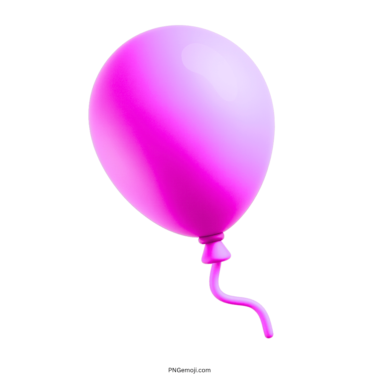 Glossy purple 3D balloon emoji PNG with curved tail and transparent background