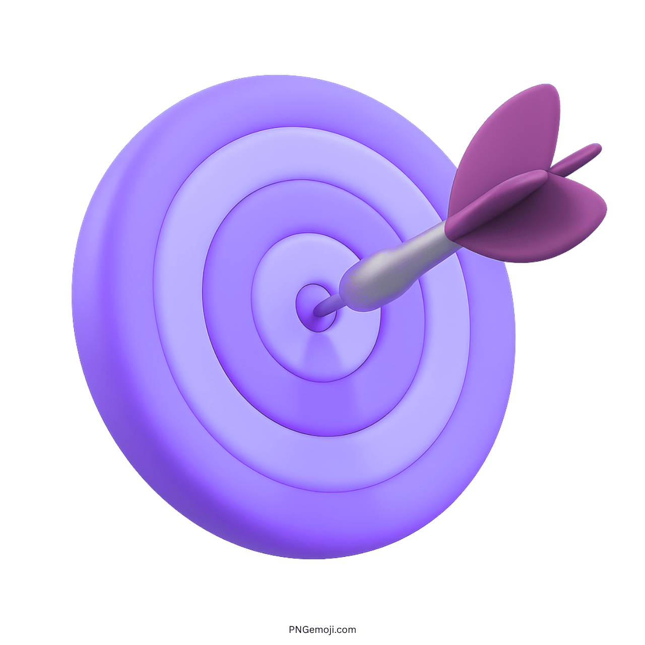 Purple 3D target emoji with magenta dart hitting bullseye, showing creativity and focus