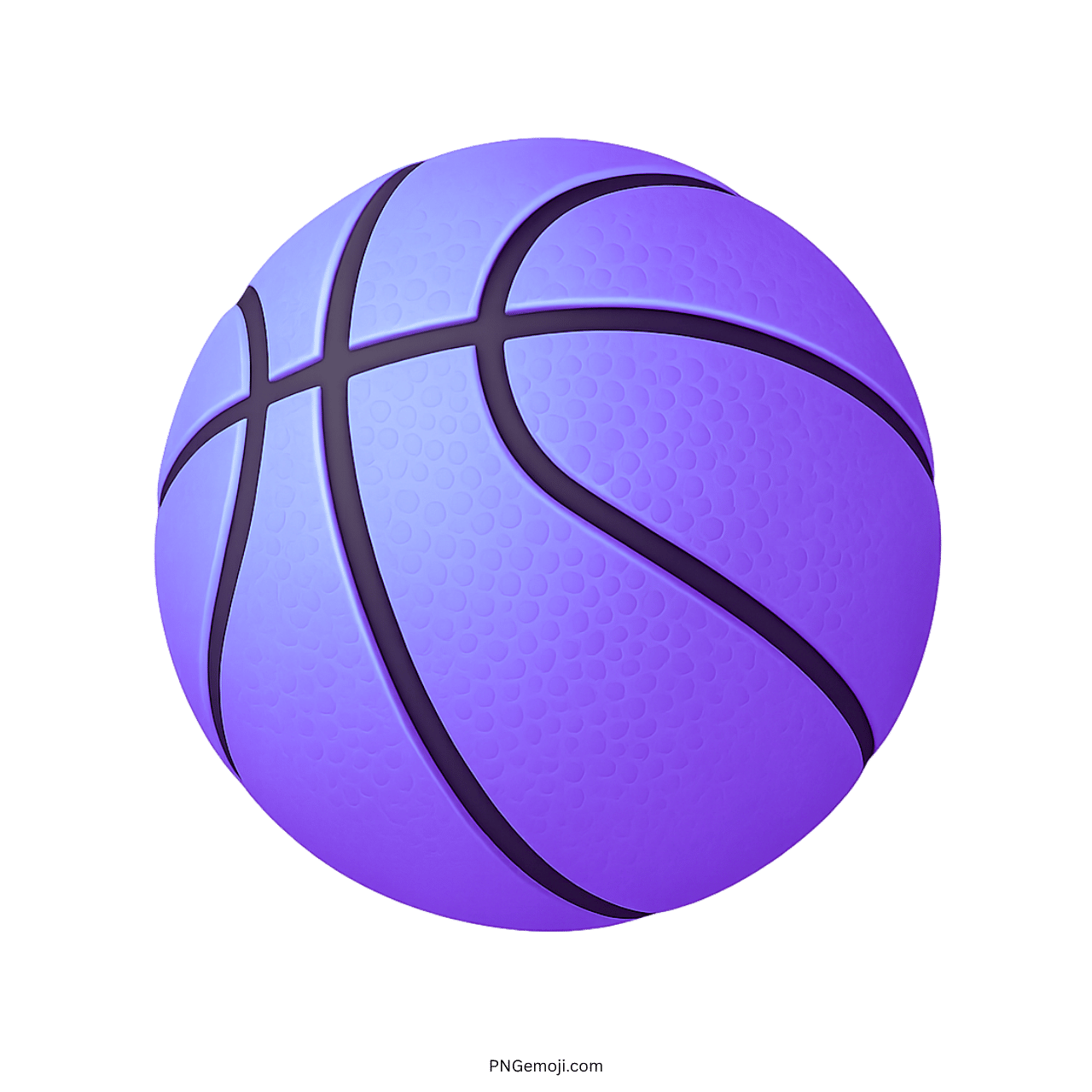 3D purple basketball emoji icon with detailed texture and smooth dark lines