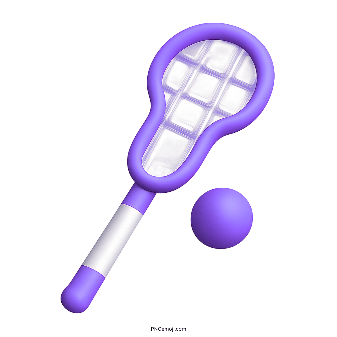 3D illustration of a purple ice hockey racket and ball on green background, vibrant and unique design.