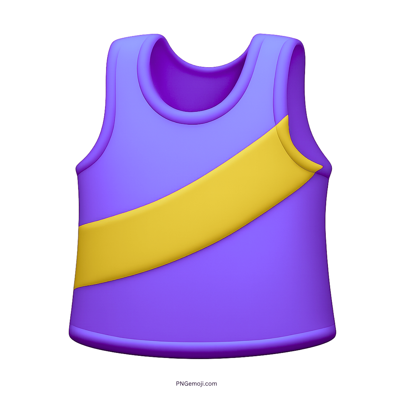 3D purple running shirt emoji with yellow stripe, sportswear icon.