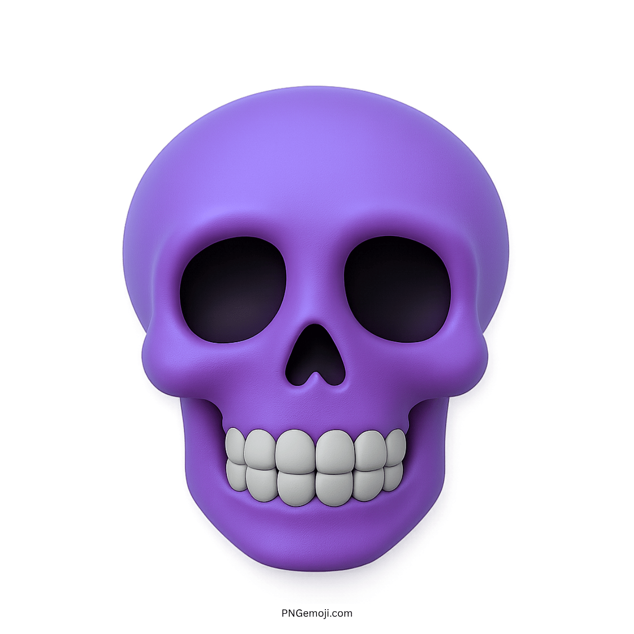 3D purple skull emoji with black eyes and white teeth