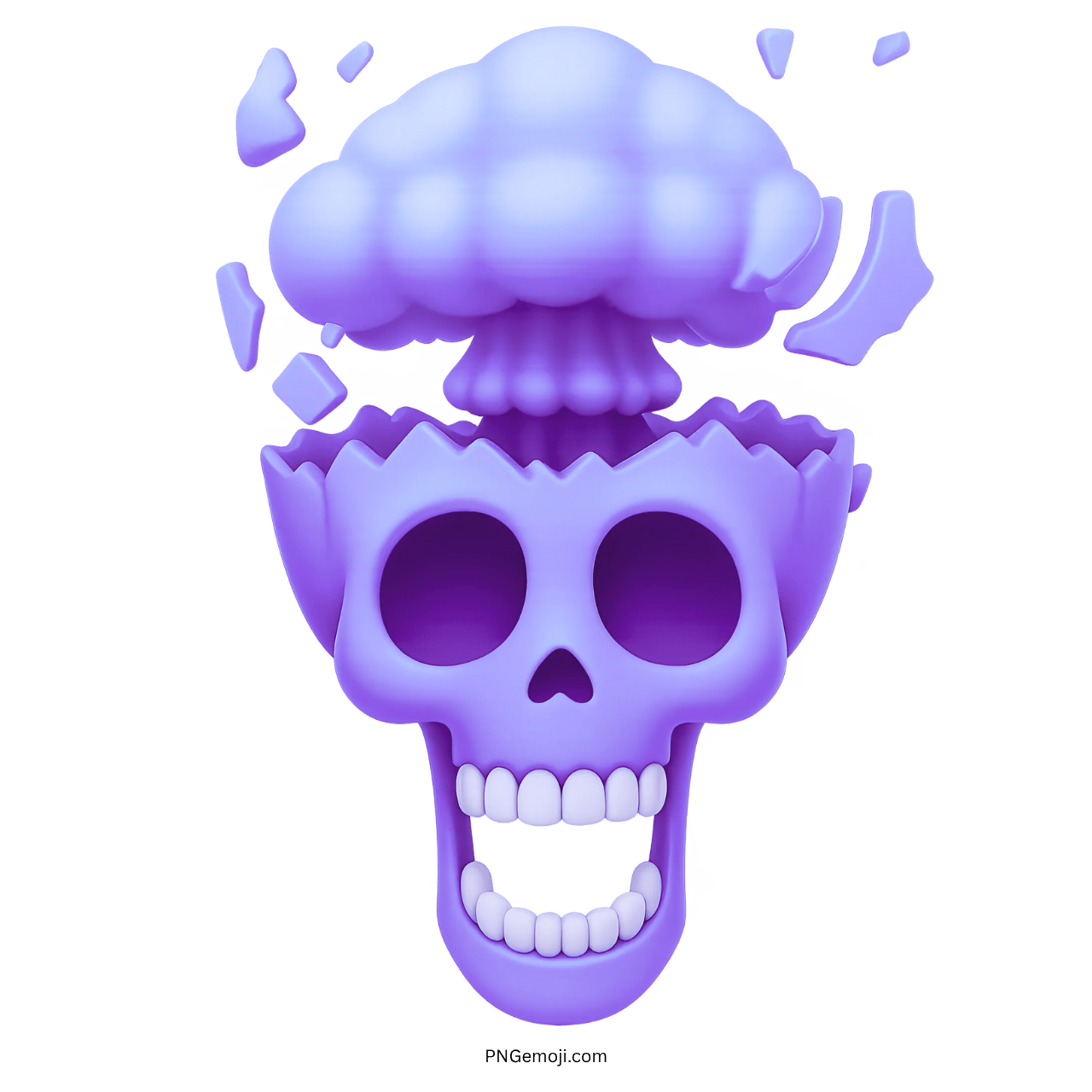 Purple skull emoji with exploding head in cartoon 3D style for mind-blown moments