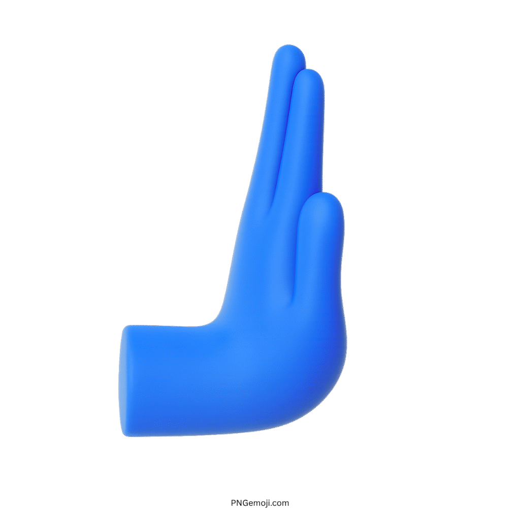  Blue 3D pushing hand emoji with fingers extended, symbolizing stop or force.