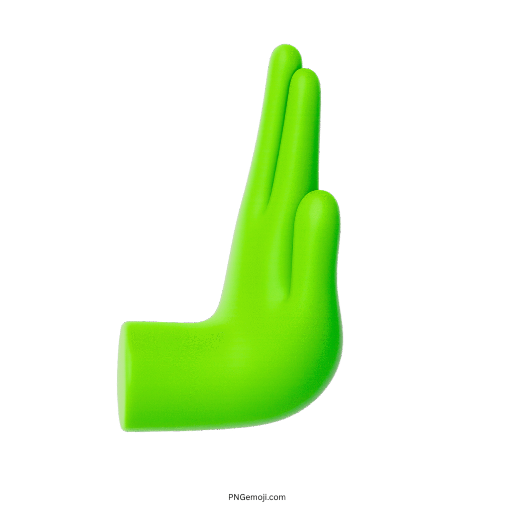 3D Green Pushing Hand Emoji with a flat background