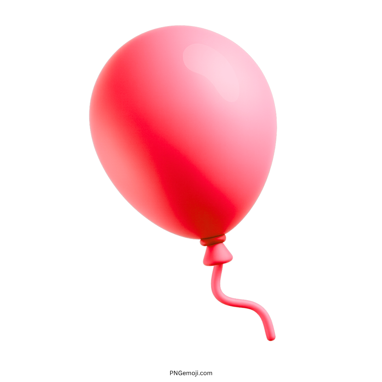 Glossy red 3D balloon emoji PNG with curved tail and transparent background