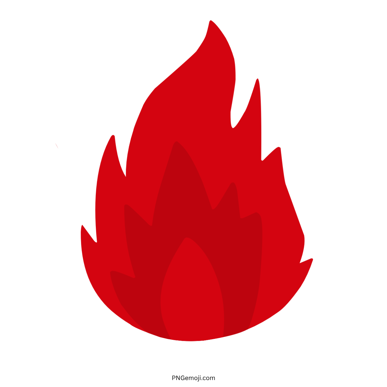 Bright red fire flame emoji in vector style with transparent background for clipart and emoji design use.