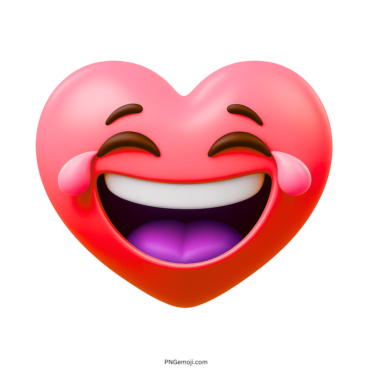 3D red heart emoji laughing with pink tears joyful cute emoticon clipart