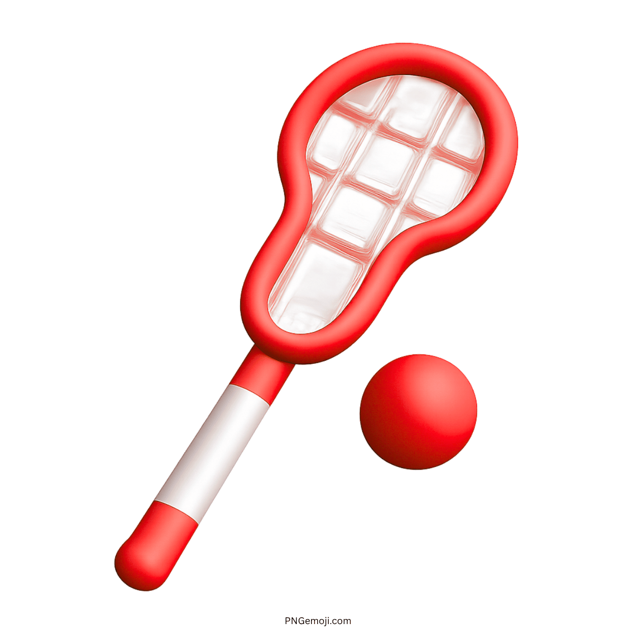 3D illustration of a red ice hockey racket and ball on a green background, vibrant and detailed design.