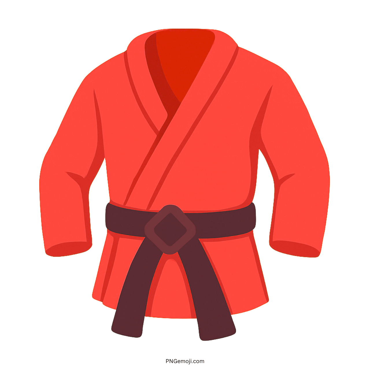 Red martial arts uniform emoji with black belt and clear background PNG