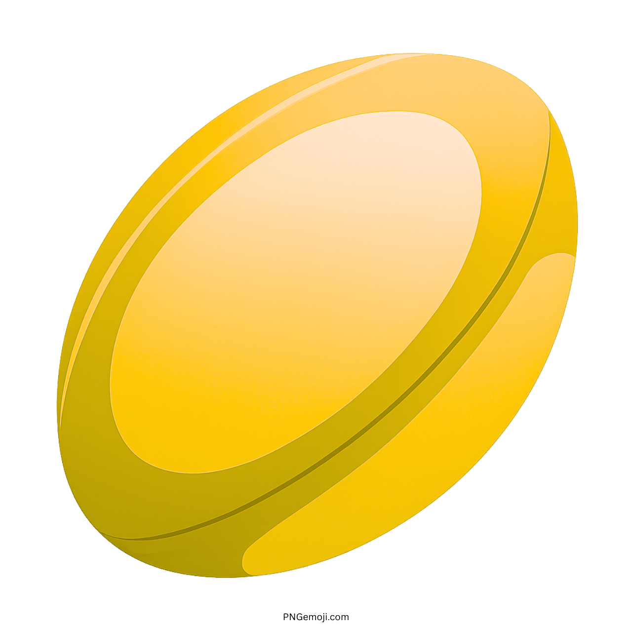 3D yellow rugby football emoji with transparent background