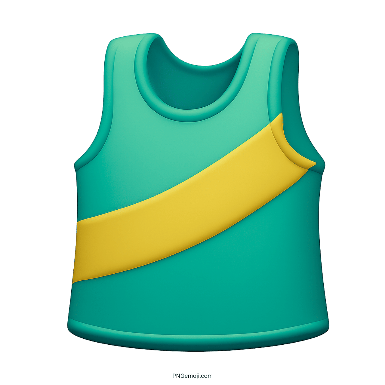 3D Running Shirt Emoji PNG with Yellow and Green Stripes, Transparent Background