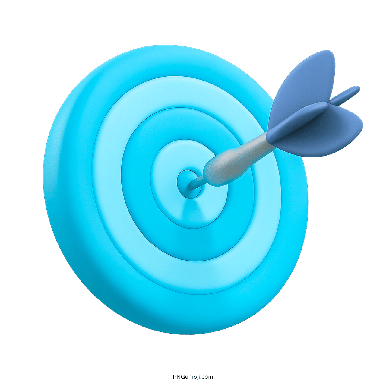 Sky blue 3D target emoji with blue dart hitting center, symbolizing focus and precision