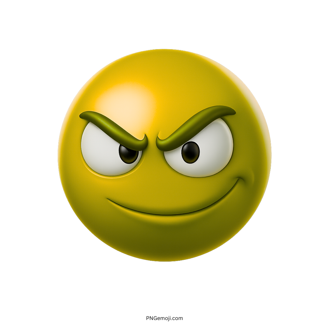 Yellow emoji with sly smirk, playful eyebrows, and mischievous, confident eye expression.