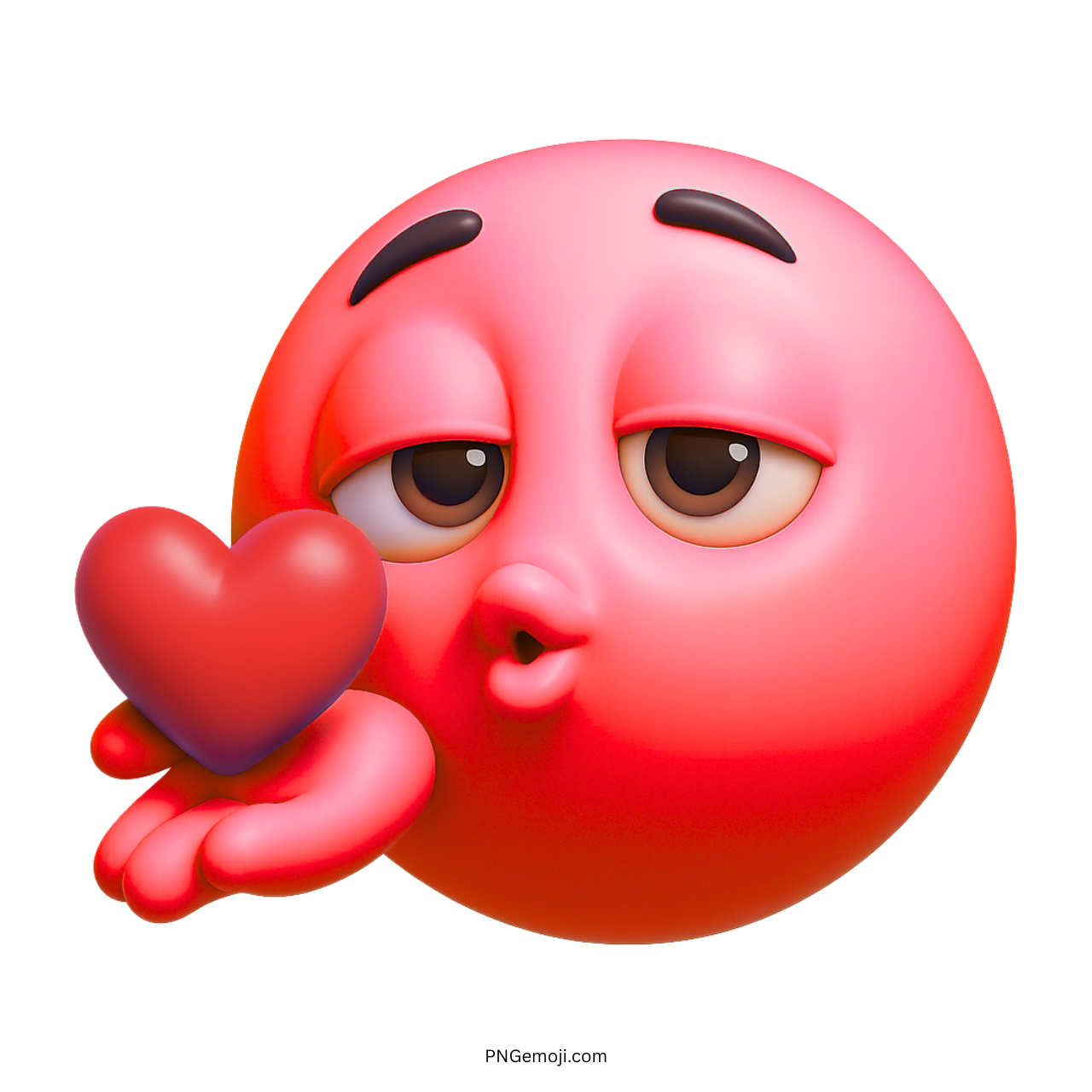 Smiley face emoji blowing a kiss with heart and romantic expression
