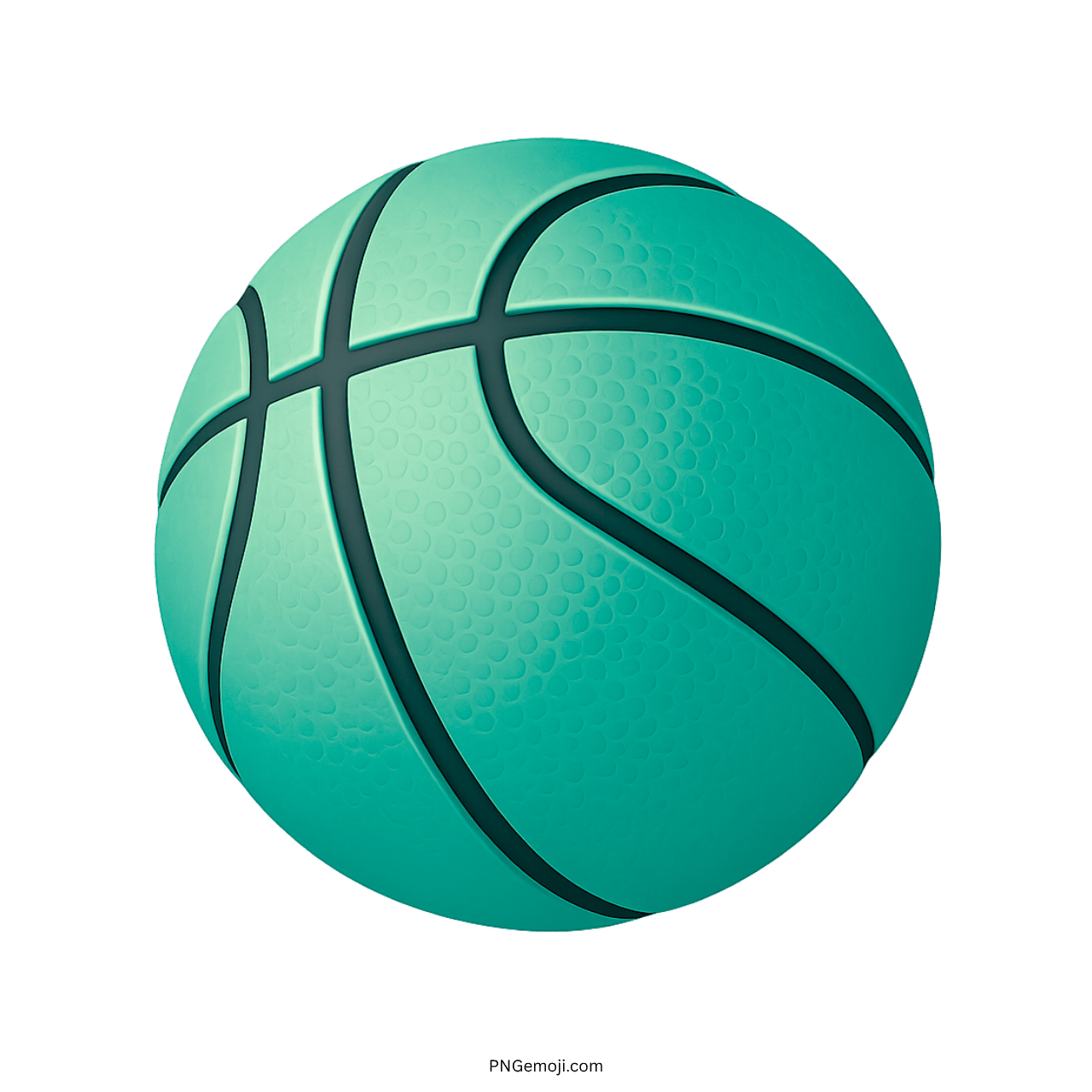 3D teal basketball emoji icon with pebble texture and dark grip lines