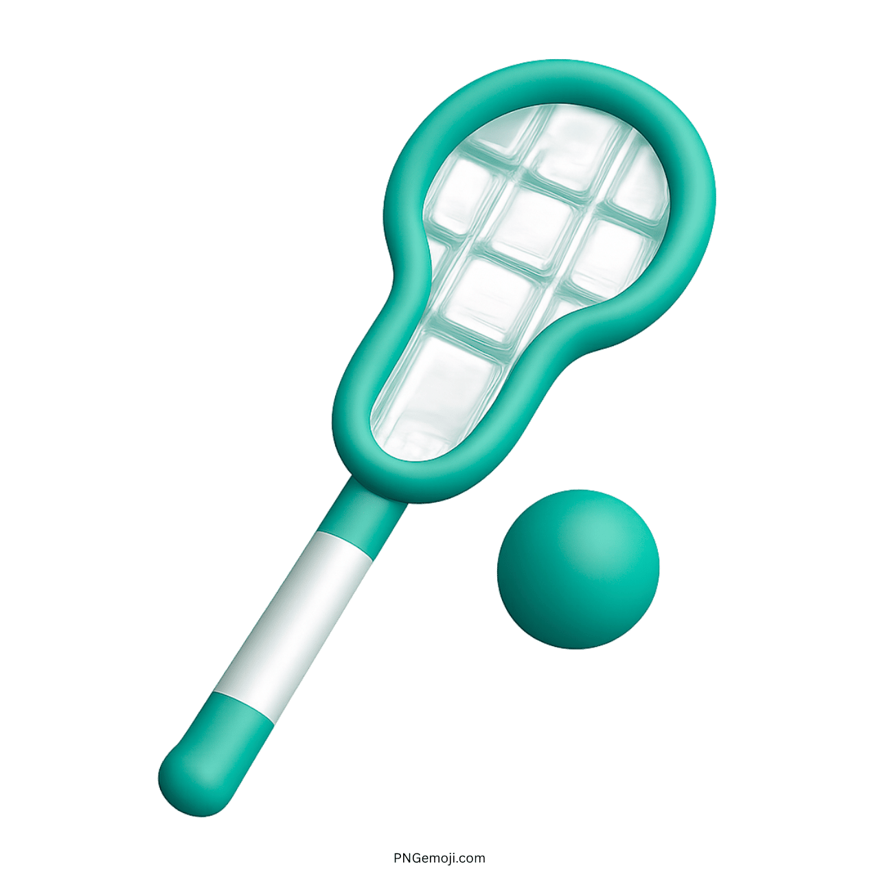 3D illustration of a teal ice hockey racket and ball on green background, vibrant and modern design.