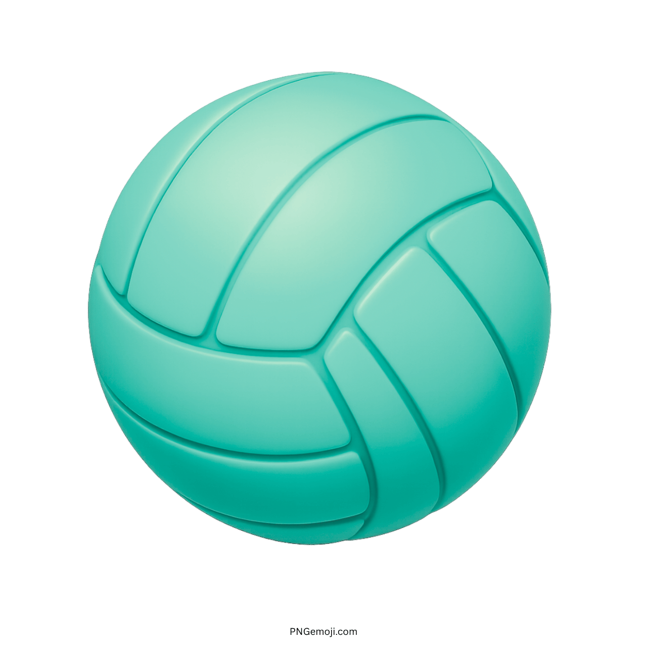 Turquoise 3D volleyball emoji on green background, perfect for sports fans and emoji lovers, high-quality image