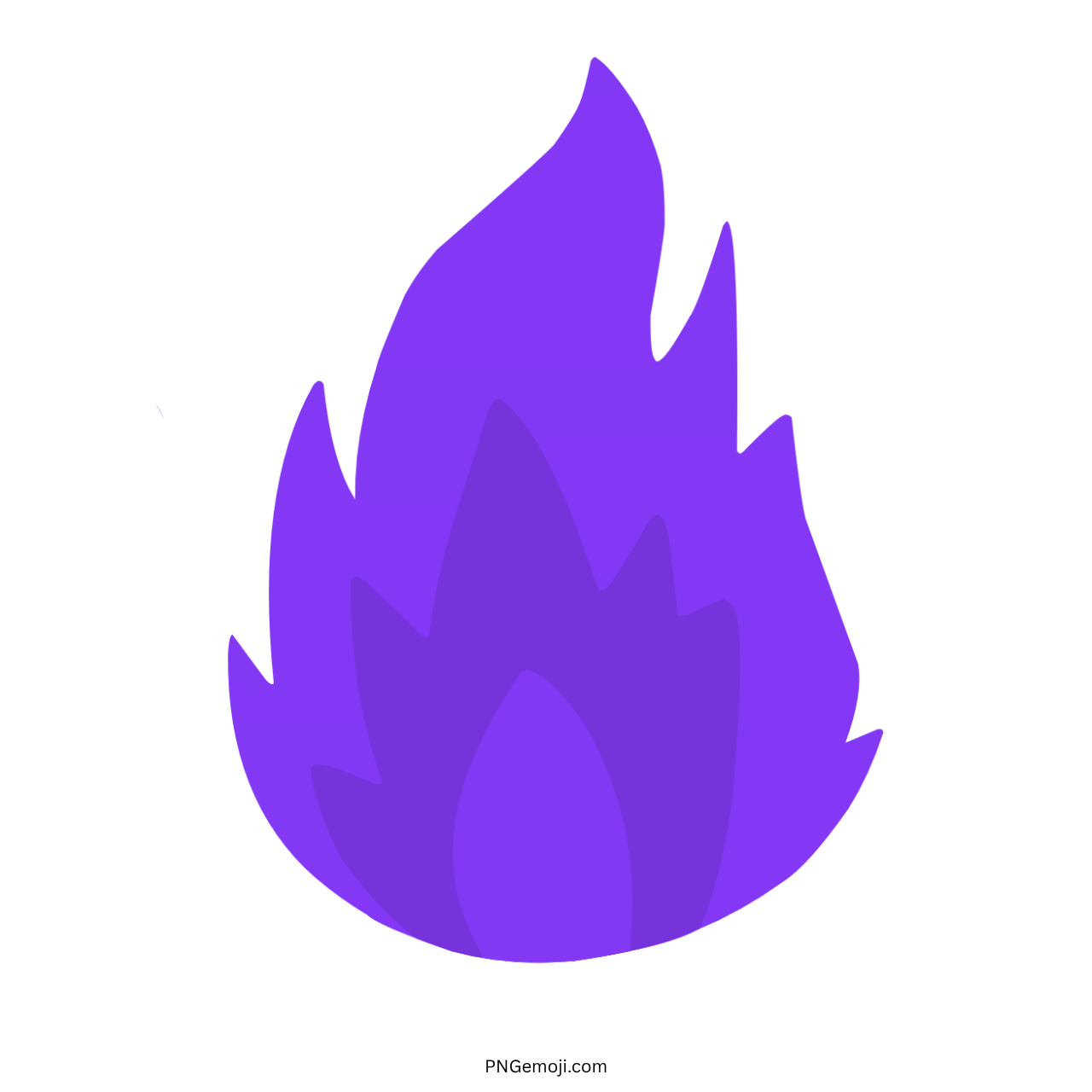 Bright purple flame emoji with transparent background for magic, mystery, or bold visual design themes.