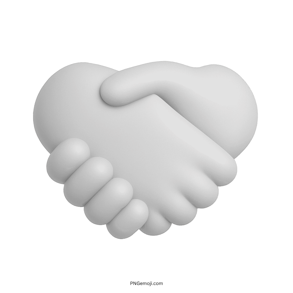 3D white handshake emoji symbolizing unity and mutual respect