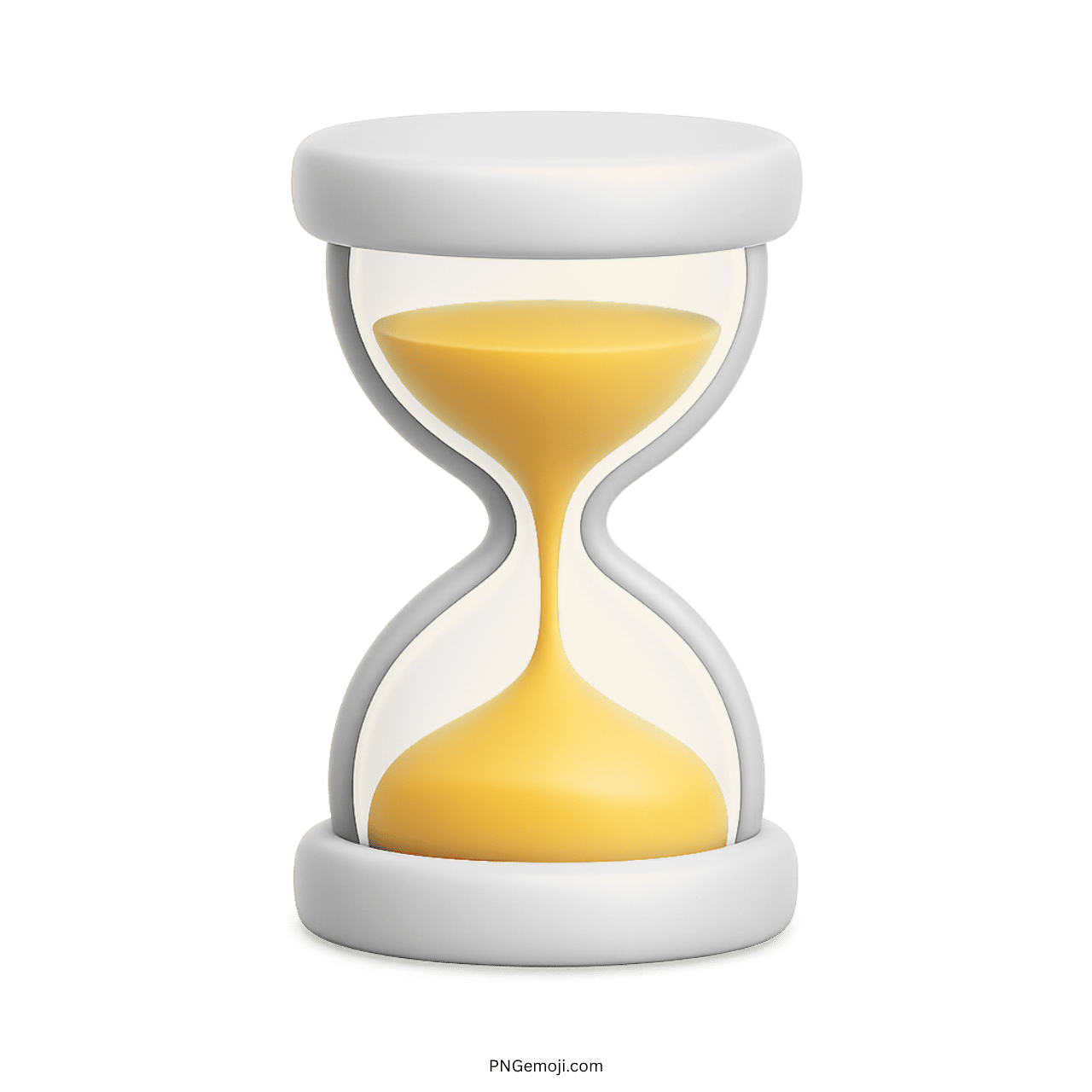 3D white hourglass emoji with yellow sand and transparent PNG background