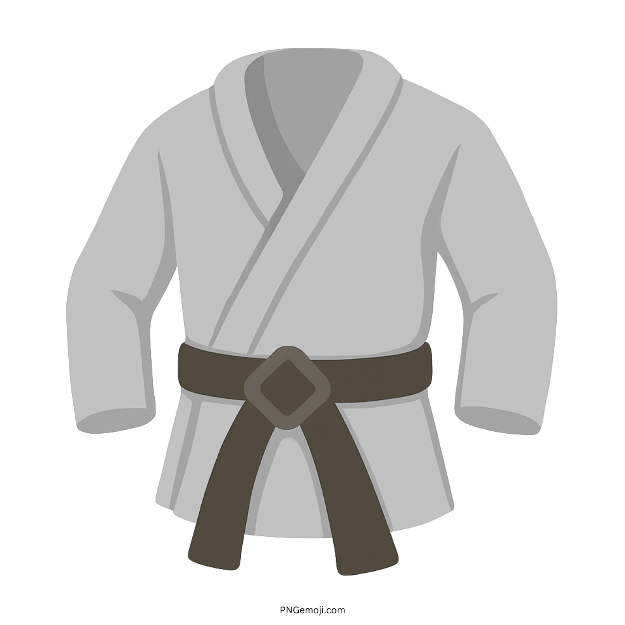 White martial arts uniform emoji with black belt and transparent background PNG image