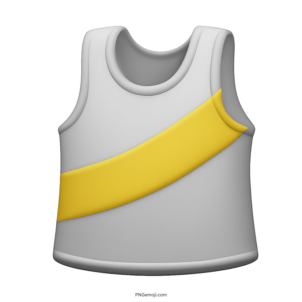 3D white running shirt emoji with yellow stripe, sportswear icon.