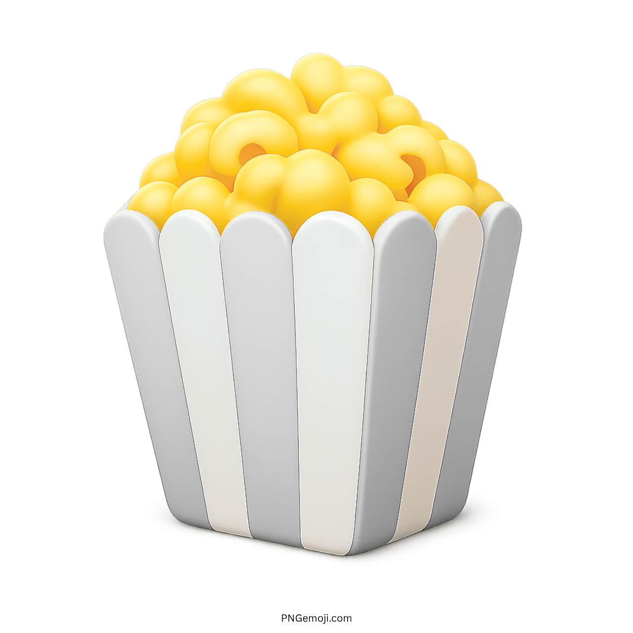 Popcorn emoji in white and light gray box, clean and simple icon for movie snacks.