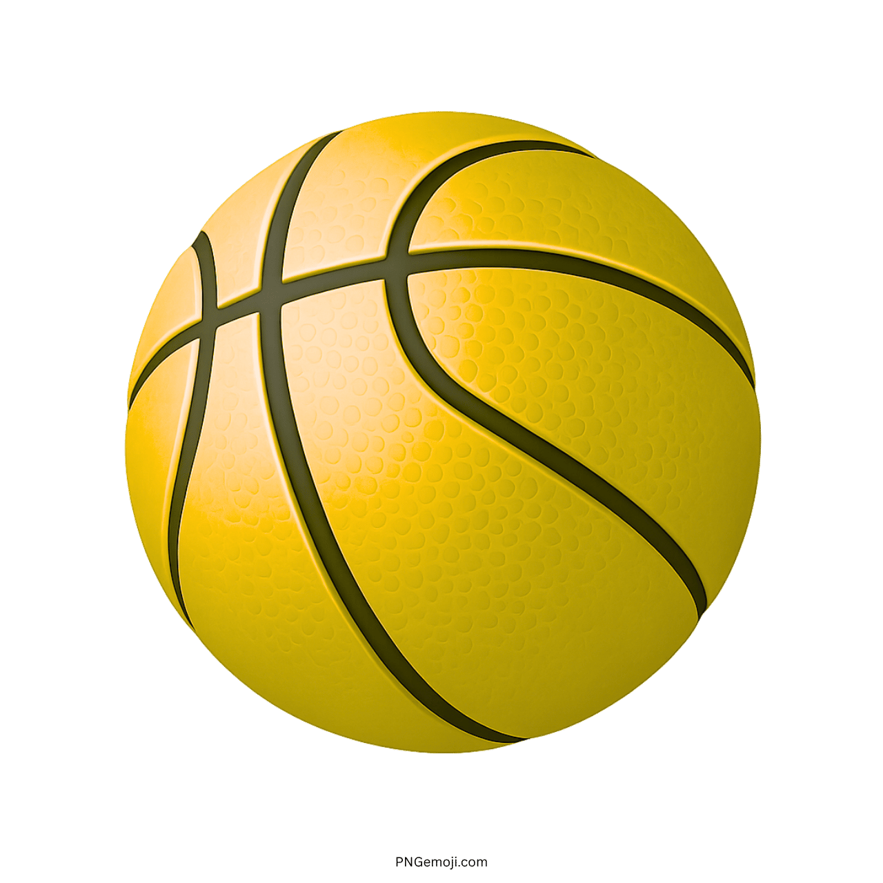 3D yellow basketball emoji PNG with detailed texture on transparent background for sports designs