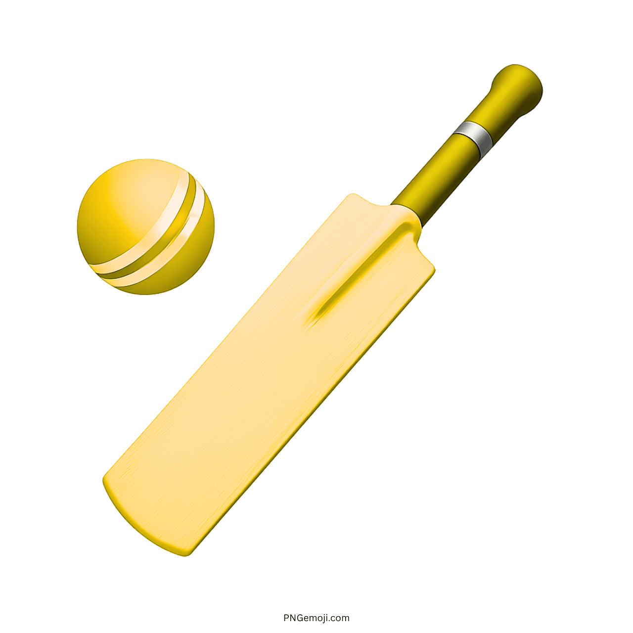 3D yellow cricket bat and ball emoji PNG with transparent background