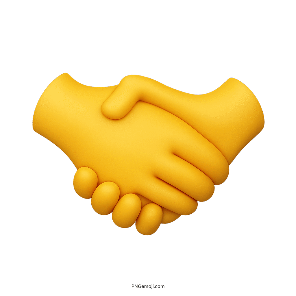 3D yellow handshake emoji symbolizing agreement, partnership, and mutual understanding.