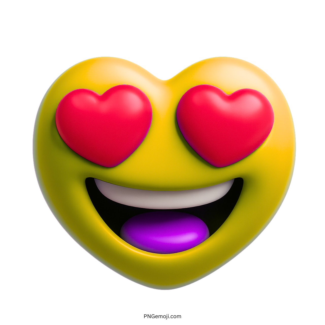 3D yellow heart emoji with red heart eyes and big smiling expression