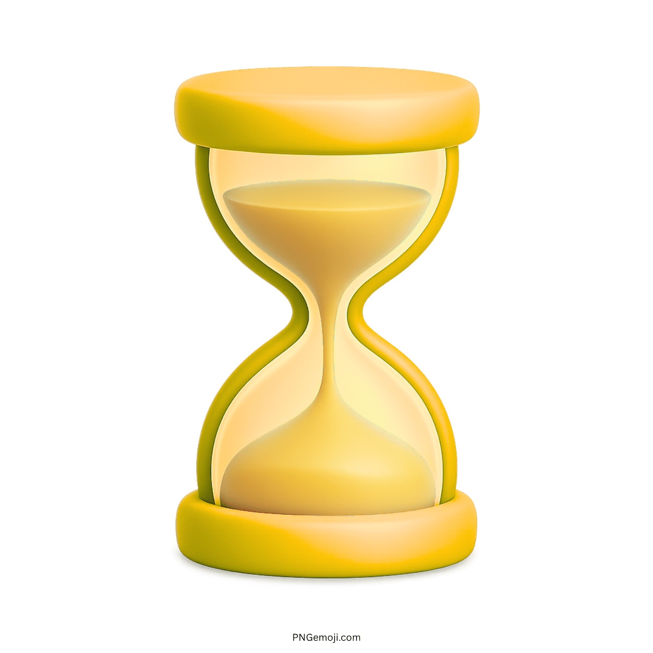3D yellow hourglass emoji with sand timer and transparent background PNG