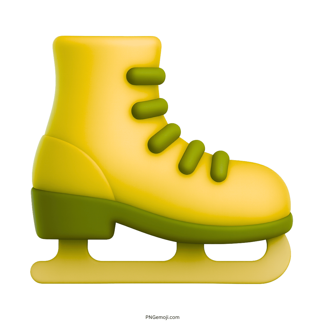 3D yellow ice skate emoji icon for winter sports, fun graphics, and UI design