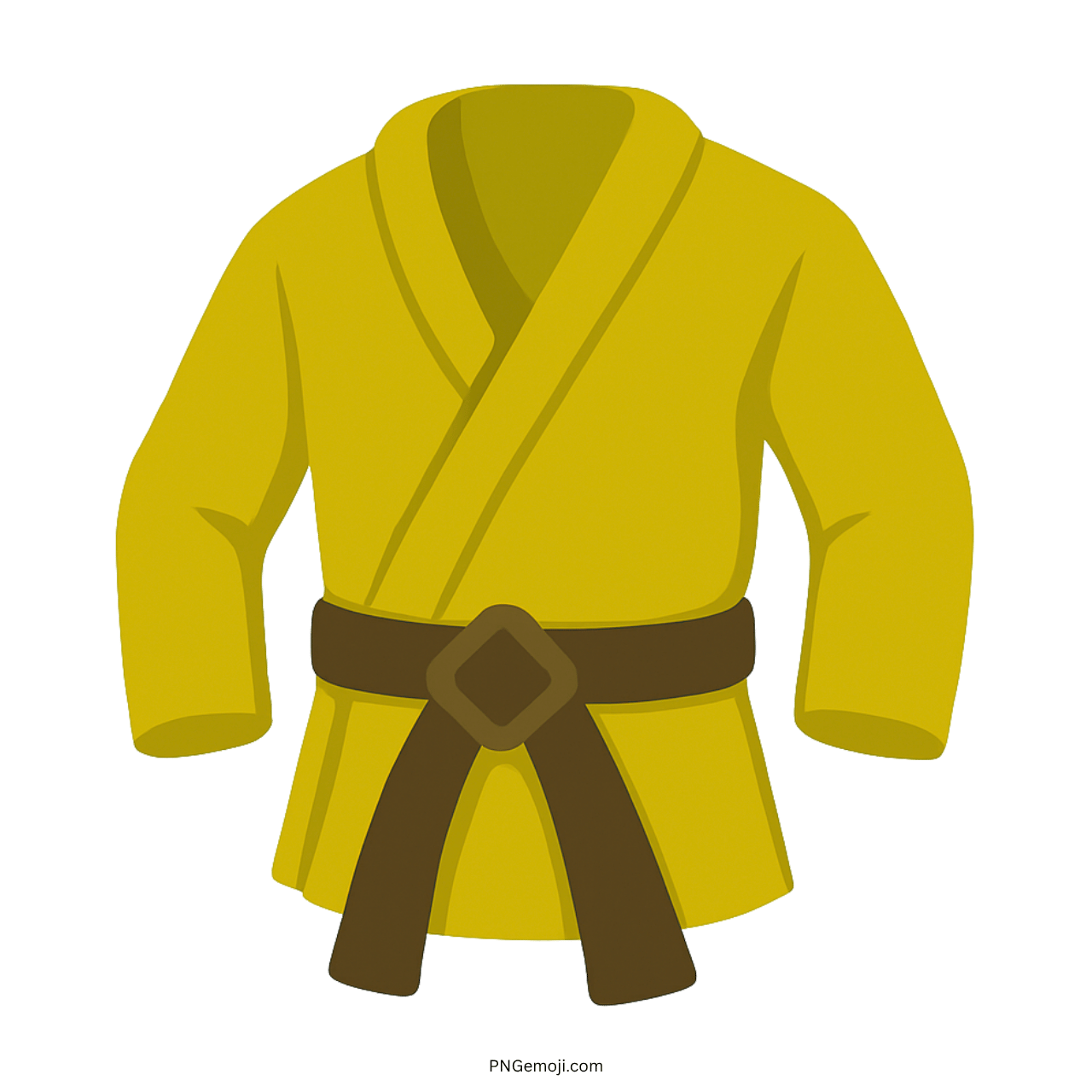 3D yellow martial arts uniform emoji with brown belt on transparent background