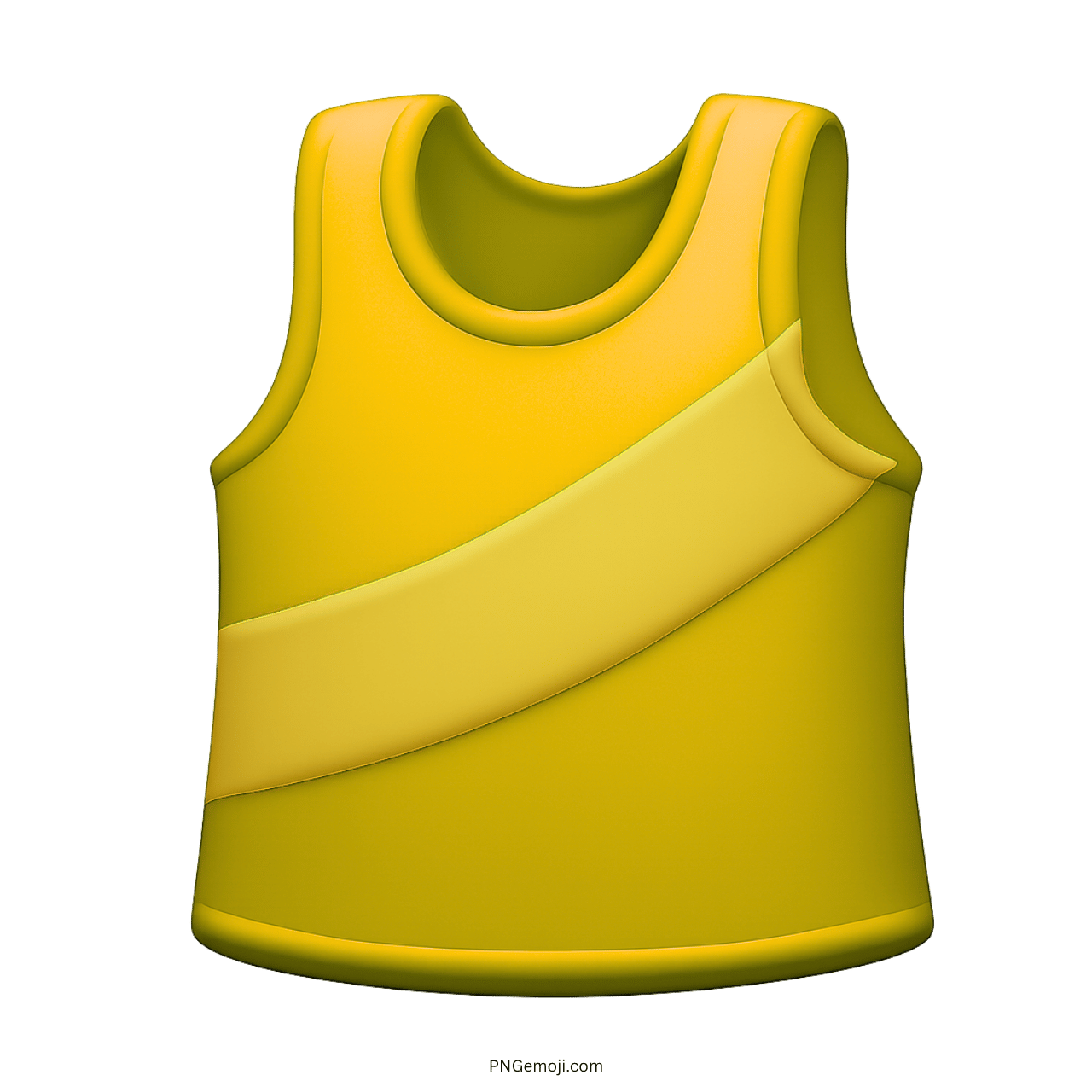 3D yellow running shirt emoji with yellow stripe, sports clothing icon.