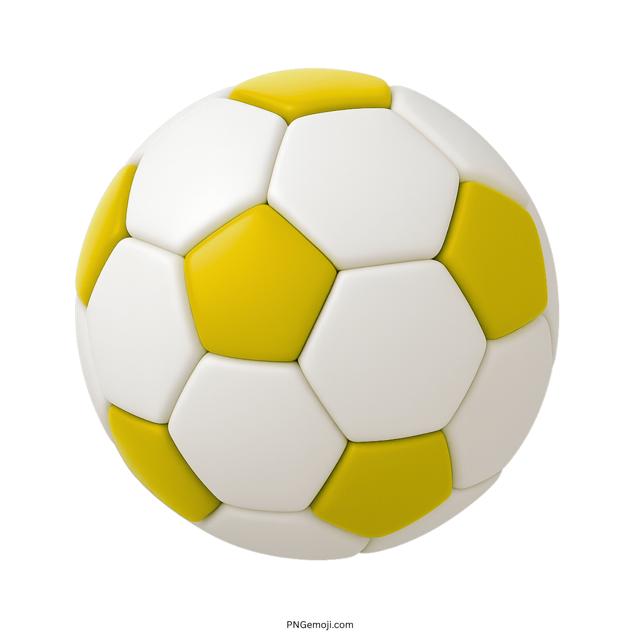 3D yellow and white football emoji with classic soccer pattern design